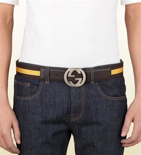 mens gucci belt interlocking g's|gucci belt interlocking g buckle.